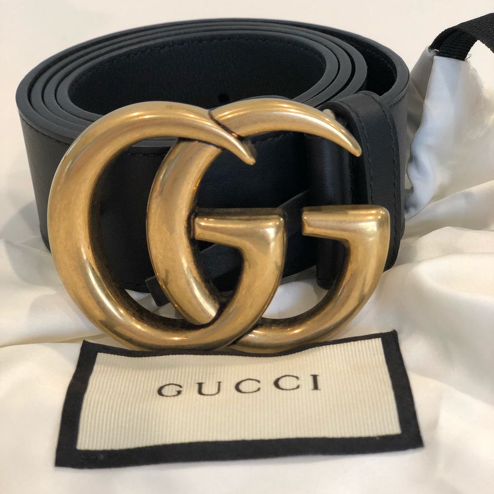 Authentic GUCCI Double G Buckle Belt Leather - Picture 3 of 8